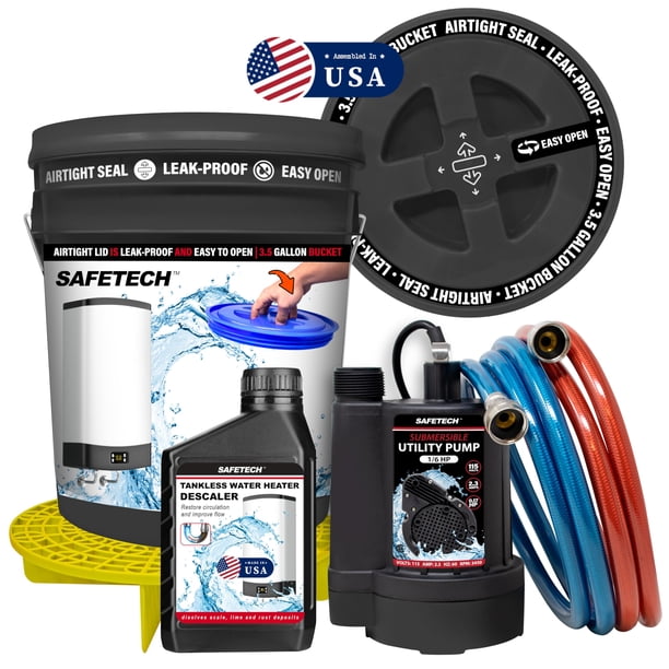 Kit de lavado para calentador de agua sin tanque Safetech con bomba de 1/6HP