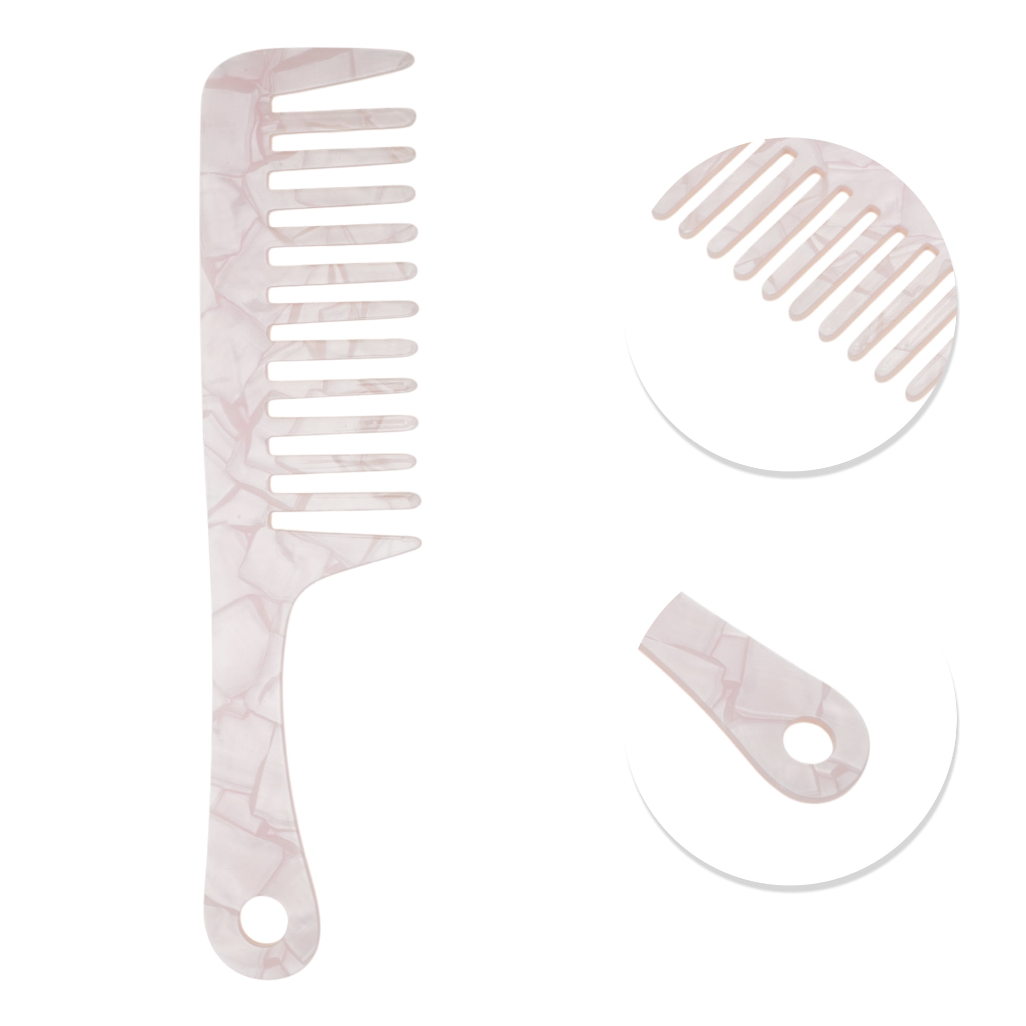 Unique Bargains 1 Pc Durable Marble Handle Hair Comb for All Hair Types Styles White