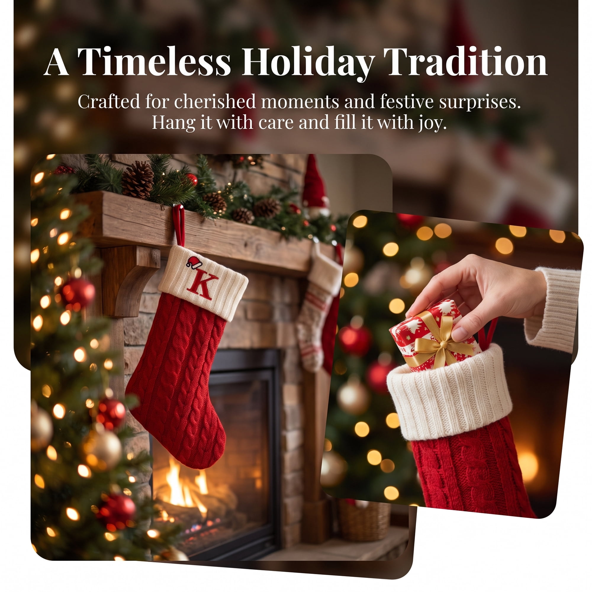 Unique Bargains Cartoon Christmas Luxury Grand Hearth Accent Stocking Letter K 8"