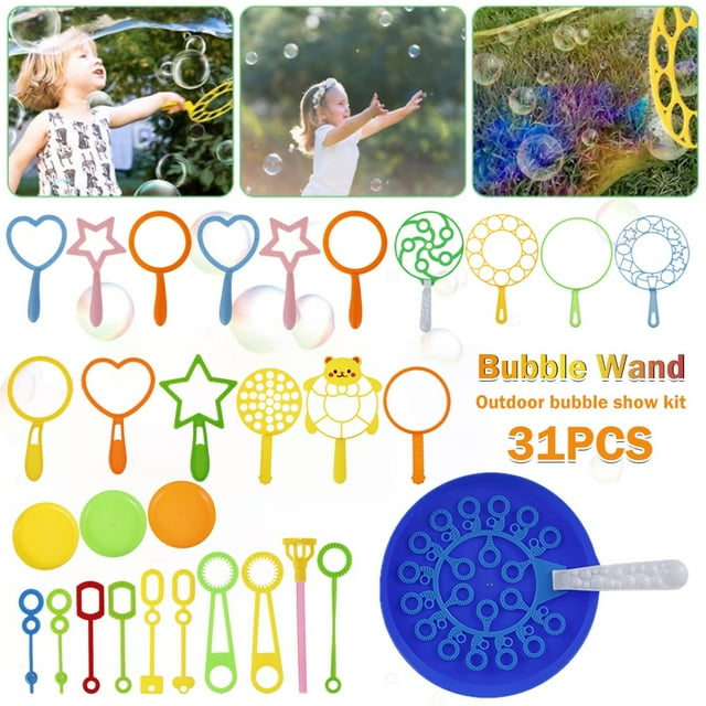 Bubble Wands31 Pieces Plastic Colorful Big Bubble Toy Set Bubbles Maker (Without Soap Bubbles) Blue