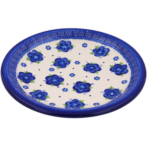 Polish Pottery 11¼-inch Dinner Plate (Bleu-belle Fleur Theme) Hand Painted in Boleslawiec, Poland + Certificate of Authenticity