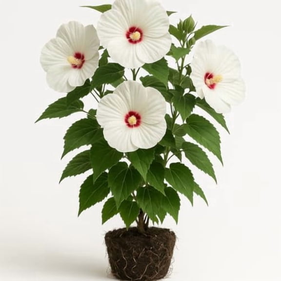 Hardy Hibiscus Luna White Starter Plant - Young Live Plant, Full Sun, USDA Zones 4-9, Ships Bare Root