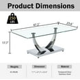thumbnail image 3 of Modern Glass Coffee Table and End Table Set of 3, Rectangular 0.39" Thick Tempered Glass with Silver Curved Stainless Steel Base, for Living Room and Office, 3 of 6