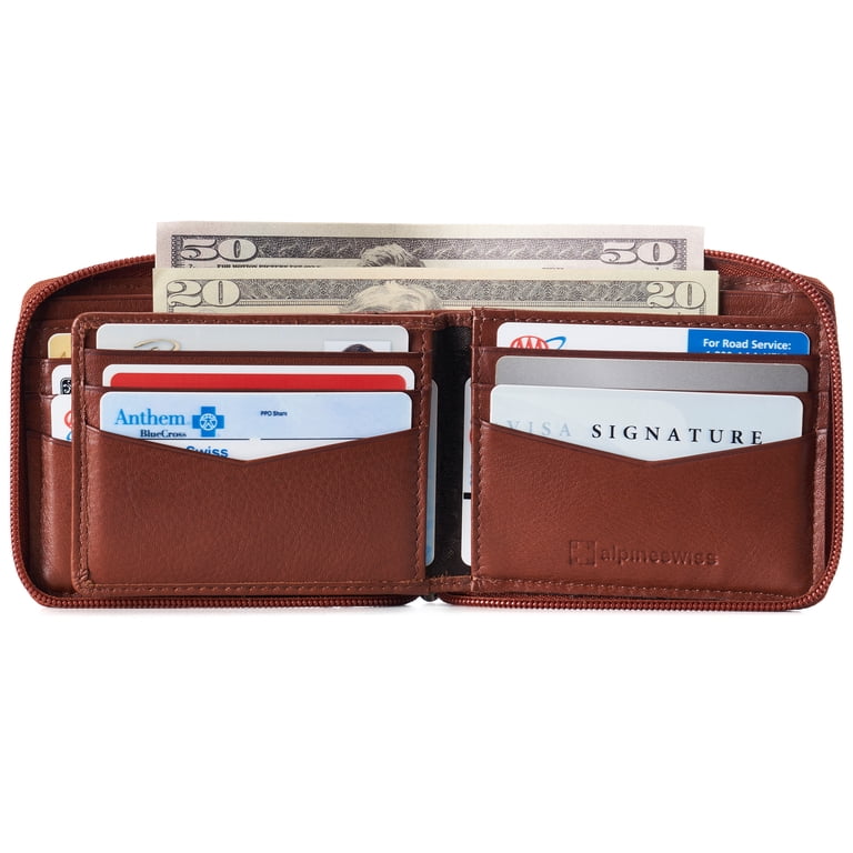 Alpine Swiss Logan Zipper Bifold Wallet, RFID Protected photo 2