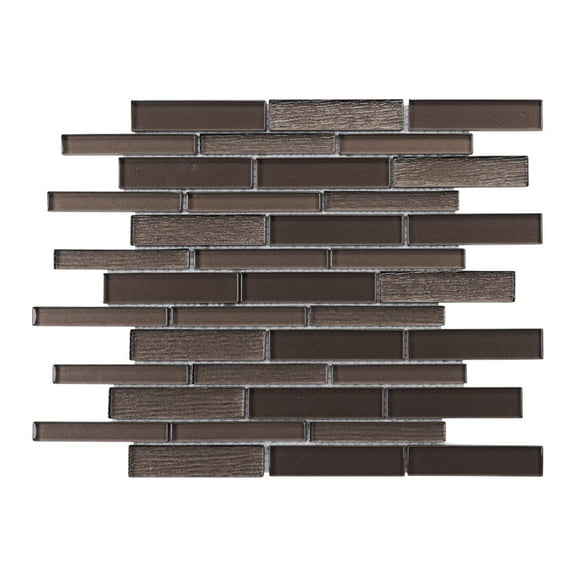 Modket TDH498MG Brown Cold Spray Crystal Glass Textured Blended Mosaic Tile Kitchen Backsplash
