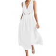 thumbnail image 2 of Pounoo Robes Portefeuille Ceinturées pour Femmes Coupe Décontractée Silhouette Fluide Tissu Léger Style Vacances Robes Midi Cadeau, 2 of 5