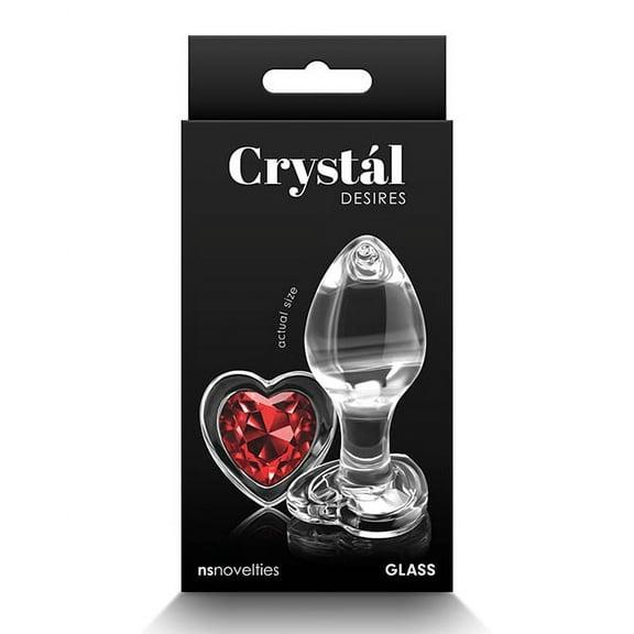 Crystal Desires Glass Heart Gem Butt Plug Medium - Red