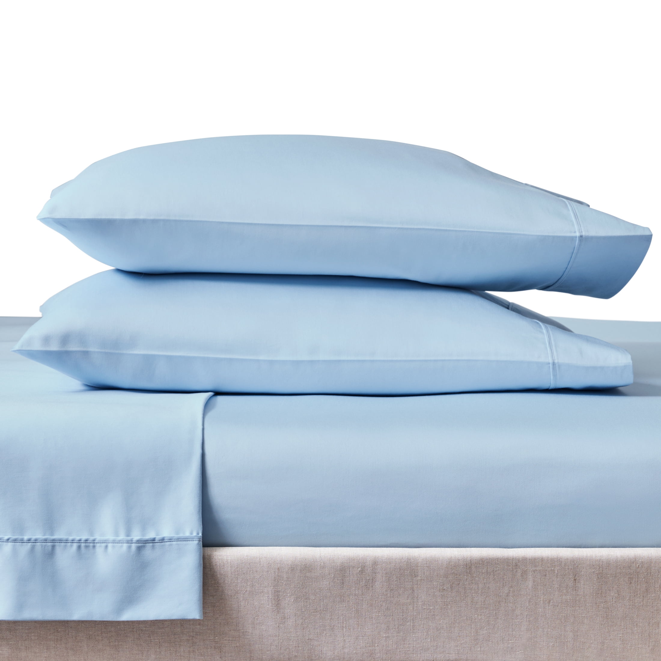 Better Homes & Gardens 4-Piece 300 Thread Count Blue Drop Cotton Sateen Bed Sheet Set, Full