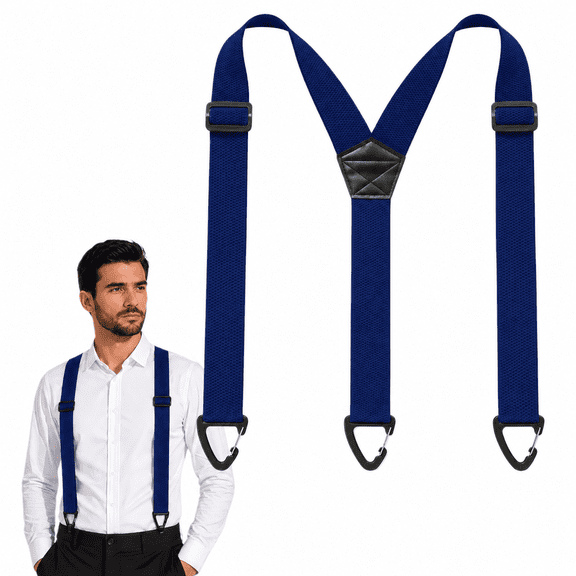 LHYXU Hidden Suspenders for Men Under Clothes| with 3 Snap Loop| Blue (1.5" Wide)