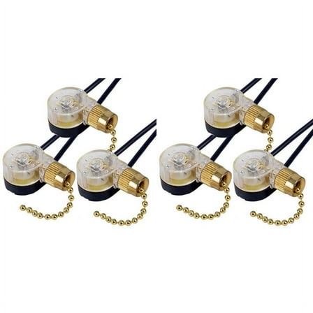 6Pack Ceiling Fan Light Switch ZE-109 Pull Chain Replacement (Brass)