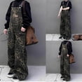 thumbnail image 2 of Women's Jumpsuits Ladies Retro Street Style Leopard Print Pocket Leisure Loose Fit Wide Leg Overalls Womens Romper Coffee L, 2 of 7