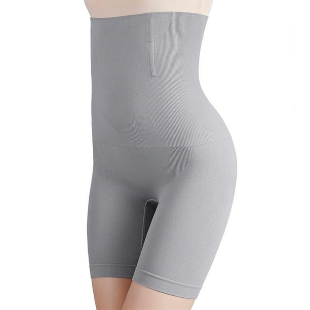 Grey women's high waisted postpartum shaping shorts, waistband underwear,  hip lifting and abdominal tightening pants