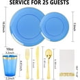 thumbnail image 2 of 75 Silverware, 25 C  s, 25 Napkins for Wedding & Party | 175PCS Clear Blue Plastic Plates - Blue and Gold Disposable Plates Include 50 Plate, 2 of 9
