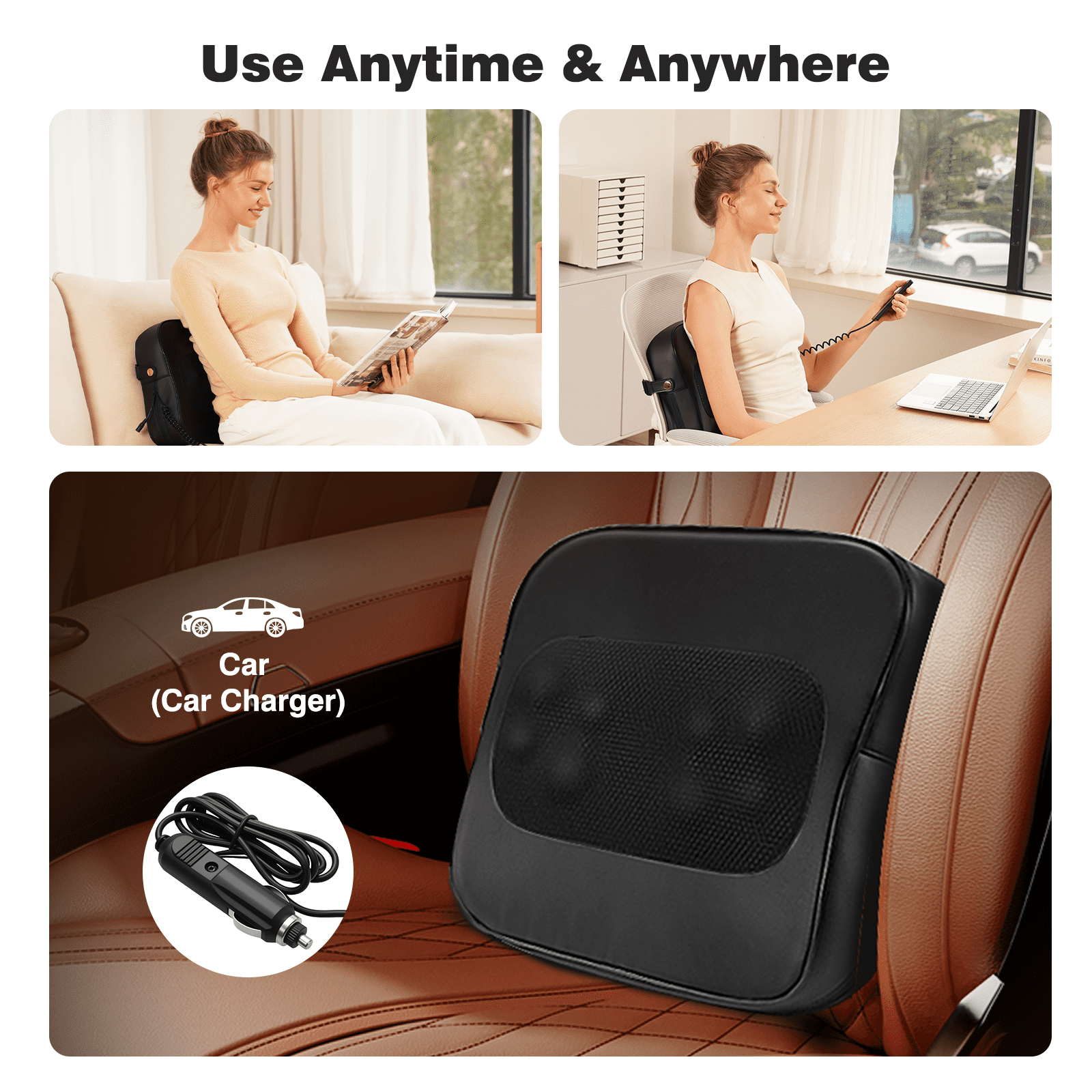 COSYSKY Shiatsu Back and Neck Massager with Heat, Deep Tissue Kneading Pillow for Office Chair, Gifts for Mom Dad