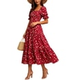 thumbnail image 4 of NTACZA Summer Dresses for Women 2026 Sundress Tiered Hem Casual Daisy Floral Maxi Short Sleeve Square Neckline Ruched Waist A-Line Beach Size M, 4 of 7