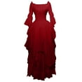 thumbnail image 4 of OSOLU Solid Color Women Trumpet Sleeve Irish Shirt Dress With Corset Traditional Dress Gothic Retro Long Sleeve Corset Dress Fashionable Sundress Dresses For Women 2025 Elegant Classy, 4 of 7