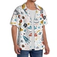 thumbnail image 2 of Susaid Cartoon Space Print Men's Polo Shirts Button Down Short Sleeve Casual Summer Beach Vintage Shirts for Men-Small, 2 of 5