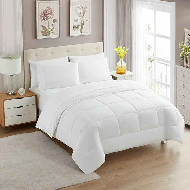 Set de edredón Sweet Home Collection Twin XL, blanco, 7 piezas