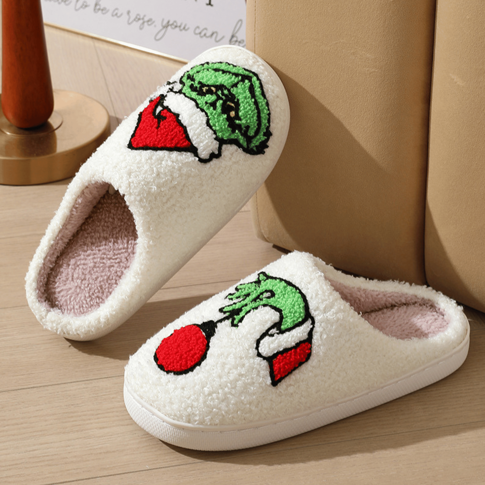 BERANMEY Christmas Holiday Plush Fuzzy Slippers photo 4