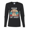 thumbnail image 3 of Proud Cat Daddy Cat Lover Womens Graphic Long Sleeve T-Shirt, Black, X-Large, 3 of 5