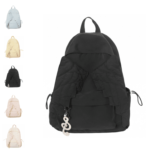 Back to School Cutecore Backpack,Pastel 5 Colors Quilted Wing School Backpack,School Supplies For Kids, Water Resistant Polyester School Bag, Back To School Supplies for School Supplies For Kids-C