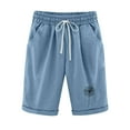 thumbnail image 2 of Black*Friday Discounted Items under $5 GaThRRgYP Womens Wide Leg Jeans, Women's Shorts Cotton and Linen Fashionable Printing Elastic Waist 5-inch Pants Drawstring 5-inch Shorts, 2 of 6