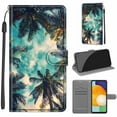 thumbnail image 1 of Flip Wallet Case for Samsung Galaxy A53 5G, with Kickstand Credit Card Holder Slot Cute Pattern Magnetic Clasp Premium PU Leather Protective Case with Wrist Strap - Coconut Tree, 1 of 10