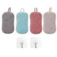 thumbnail image 1 of HLONK 4PCS Reusable Dish Washable Sponge Microfiber Scouring Sponge With 2Sticky Hooks, 1 of 7
