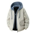 thumbnail image 3 of Txeol Men's Lightweight Jackets Full Zip Hooded Jacket with Hood & Multi Pocket Fake Two Pieces Windbreaker Color Block Coat,Beige,XL, 3 of 3