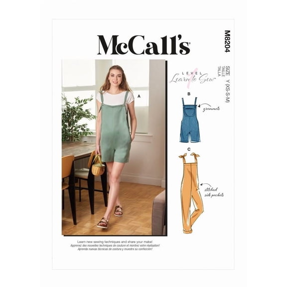 McCalls Paper Sewing Pattern 8204 - Dungarees for Women