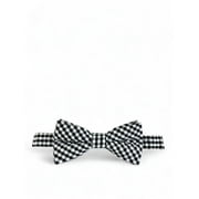 Black and White Gingham Cotton Bow Tie by Paul Malone
