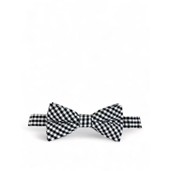Black and White Gingham Cotton Bow Tie by Paul Malone