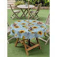 thumbnail image 3 of Outdoor Tablecloth with Umbrella Hole and Zipper, Blue Yellow Sunflower Round Table Cloth 60 Inch Waterproof Tablecloth, Summer Botanical Farmhouse Floral Picnic Table Cover for Patio Camping, 3 of 7