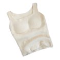 thumbnail image 1 of Chaleco térmico mullido de la felpa de las camisetas sin mangas de la cosecha de la ropa de descanso de las mujeres del invierno con el cojín del sujetador, 1 of 6