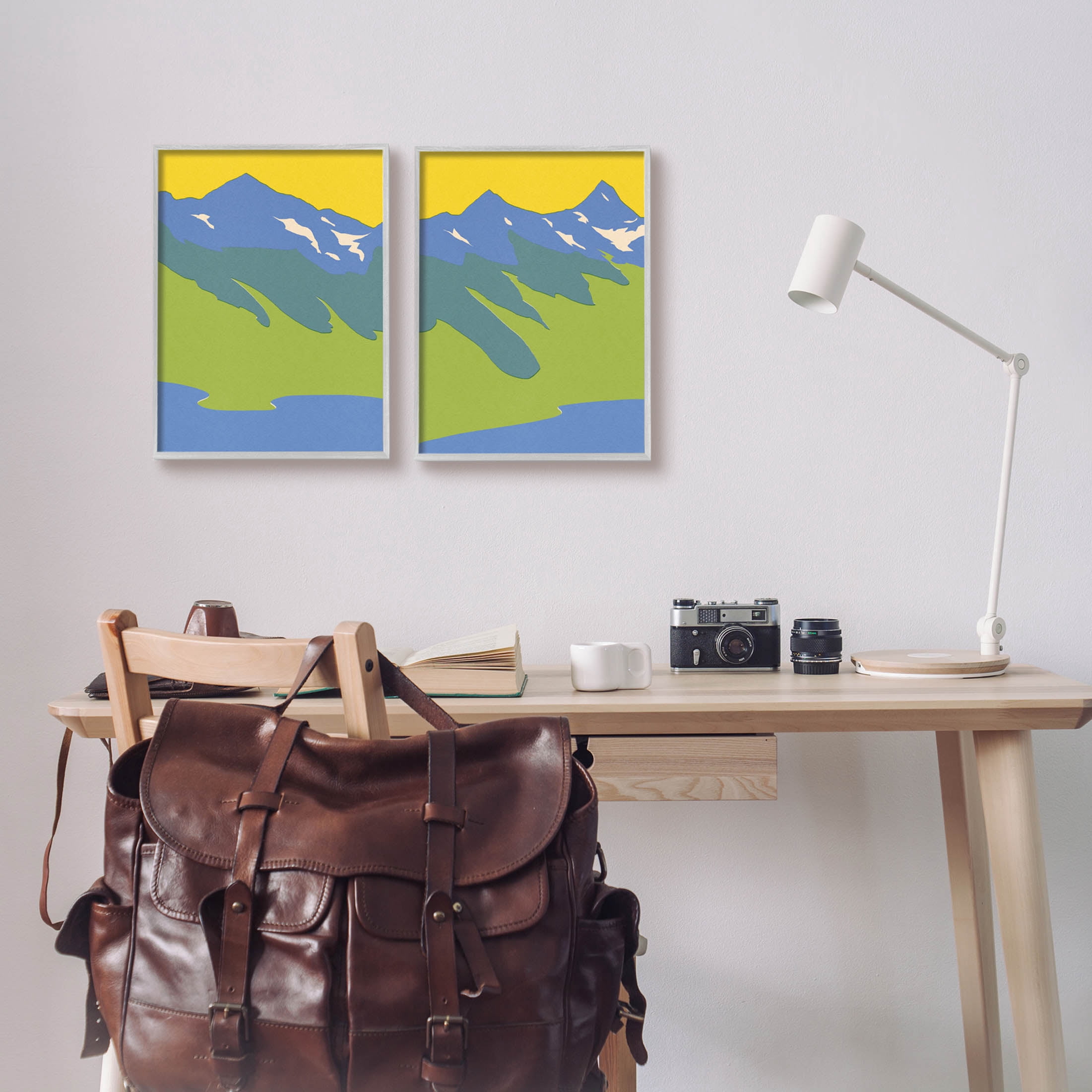 Stupell Industries Contemporary Blocked Mountains Graphic Art Gray Framed Art Print Wall Art, Set of 2, Design by Jacob Green