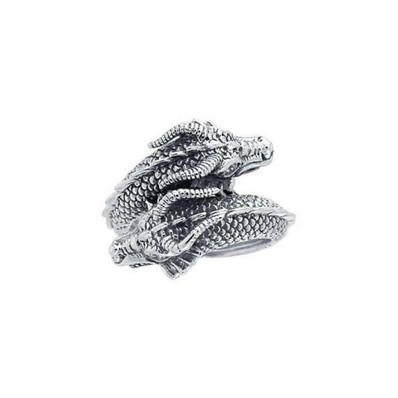 Merlin's Twin Dragon 925 Sterling Silver Ring Fine Fantasy Creative Jewelry