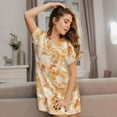thumbnail image 3 of Wukai Watercolor Sea Shells Print Women's Loose Short Sleeve Nightgown, Soft Sleep Dress for Comfortable Relaxation, Casual Lounge Wear, 3 of 6