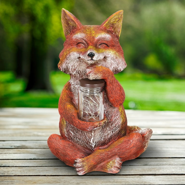 Exhart Solar Fox Outdoor Figurine - Lawn Decor Ornament with LED