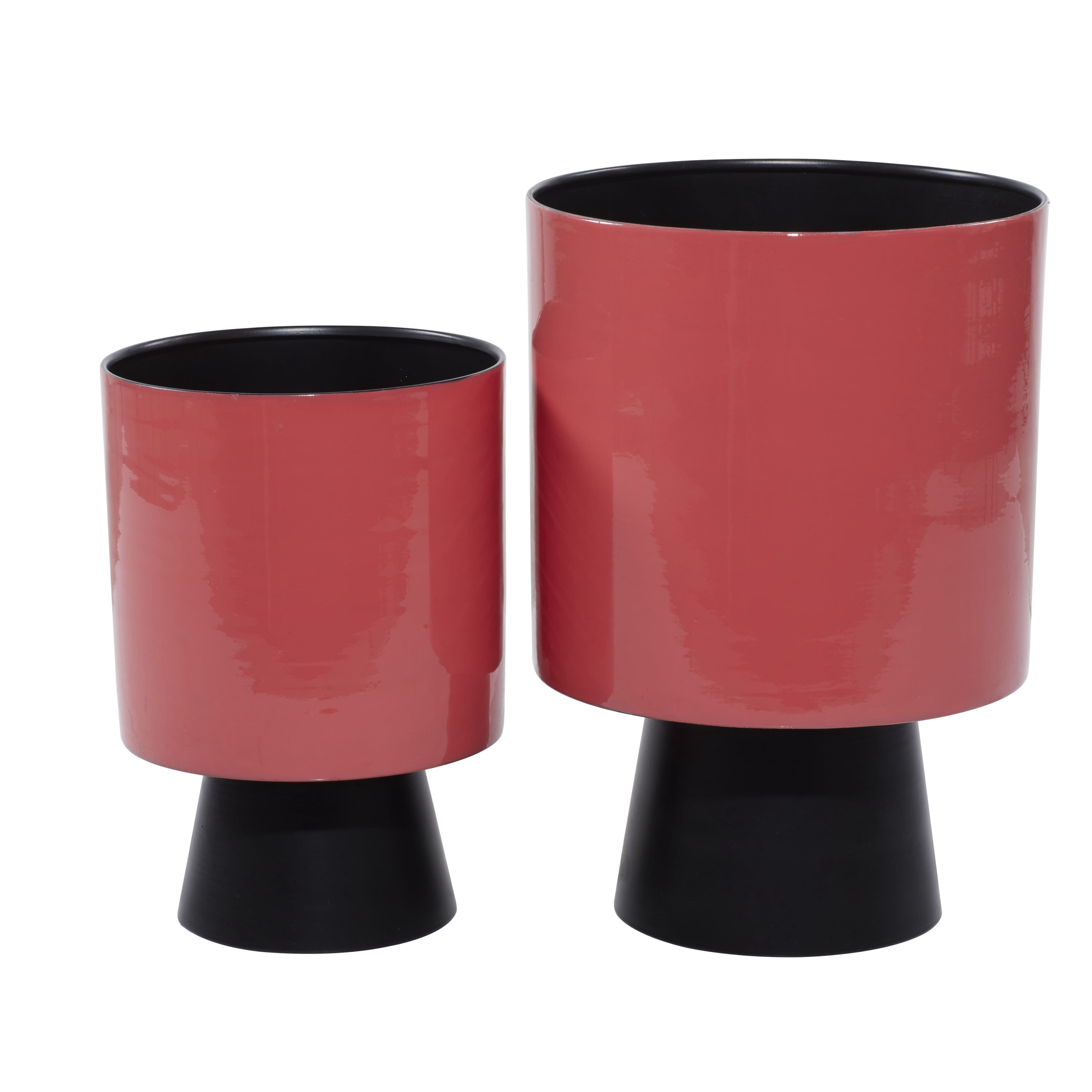 DecMode 14", 11" Red Metal Modern Planter, 1 - Piece