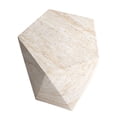 thumbnail image 4 of Pentagon Travertine Stone Finish Italian Design MgO Side Accent Table, 4 of 13