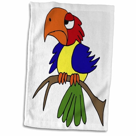 3dRose Funny Unique Colorful Parrot bird Cartoon - Towel, 15 by 22-inch