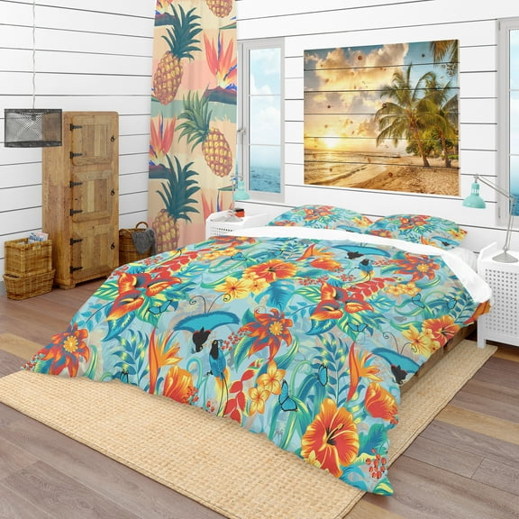 Designart 'Tropical Pattern' Tropical Duvet Cover Set