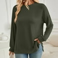 thumbnail image 3 of Sweatshirts for Women,Knitting Long Sleeve Pullover Lightweight Crew Neck Sweater Tops Casual Plain Soft Knit Pullover Sweater Ribbed Sweatshirts Going Out Holiday Vacation Sportswear, 3 of 6