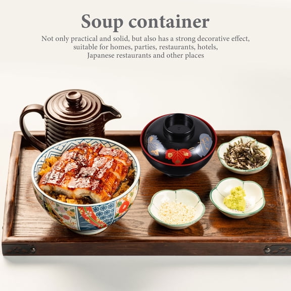 Milisten Japanese Style Rice Bowl with Lid - Leak-Resistant Traditional Soup Container for Food Storage and Serving