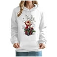 thumbnail image 5 of Feancey Christmas Hooded Sweatshirts for Women Funny Reindeer Graphic Hoodies Drawstring Long Sleeve Fleece Lined Pullover Sweatshirt with Kangaroo Pocket White S, 5 of 6