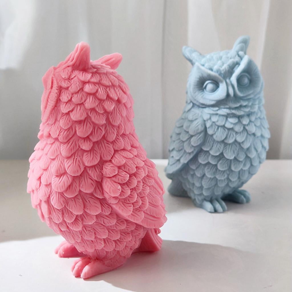 Osdhezcn Standing Owl Silicone Molds Epoxy Resin Mold Candle Mold for Making Craft