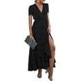 thumbnail image 1 of Robe Maxi d'Été pour Femmes Décontractée Boho Florale Col en V Manches Courtes Ourlet à Volants Fendue Robes Longues de Plage TG, 1 of 5