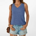 thumbnail image 5 of Delliss Women's Knitted V Neck Sleeveless Tank Top Ribbed Trendy Vest Lightweight Summer Camisole Blue L, 5 of 6