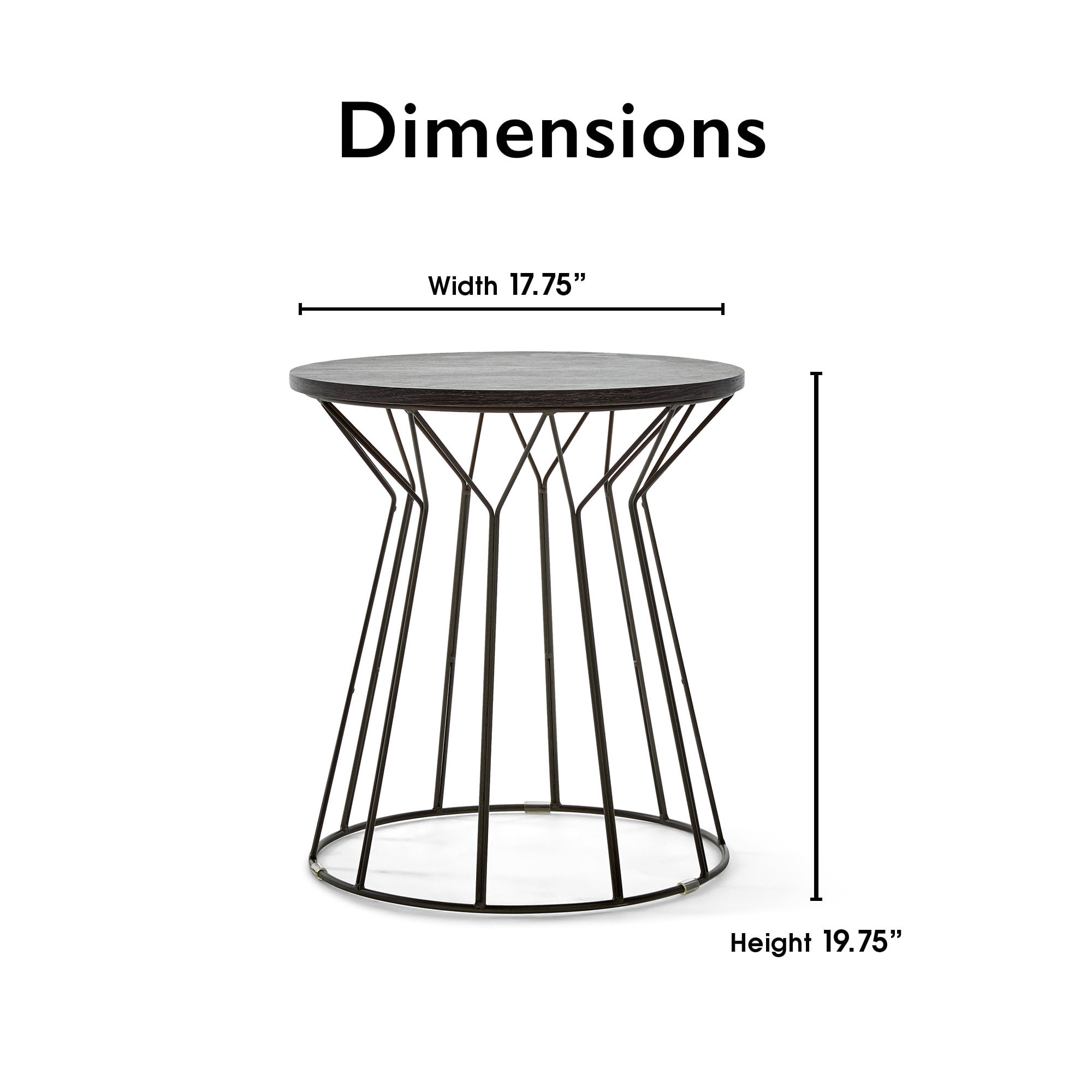 Decor Fleur Black Metal Side Table with Wood Top