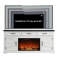 thumbnail image 5 of T4TREAM 70" TV Stand for up to 80 inch TV, Farmhouse Entertainment Center with 30" Electric Fireplace, Storage Cabinet and Drawers, White, 5 of 11